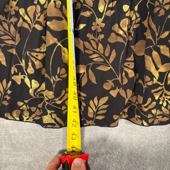 Santiki Tiered Midi Dress Women's Size L Floral Print Black Brown Bohemian Fairy - Picture 11 of 14